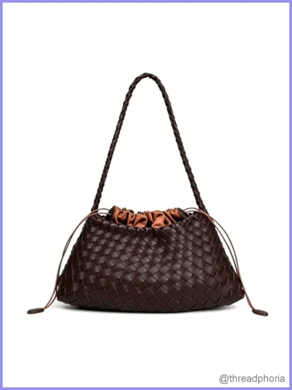 Woven Faux Leather Slouchy Hobo Shoulder Bag with Detachable Pouch